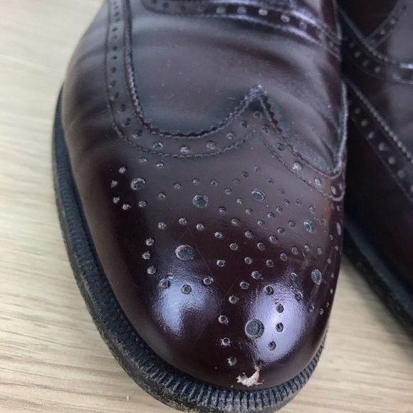 Salvatore Ferragamo Firenze Wingtip Oxford Shoes Red Brown Men’s Size 9 D - Picture 5 of 13